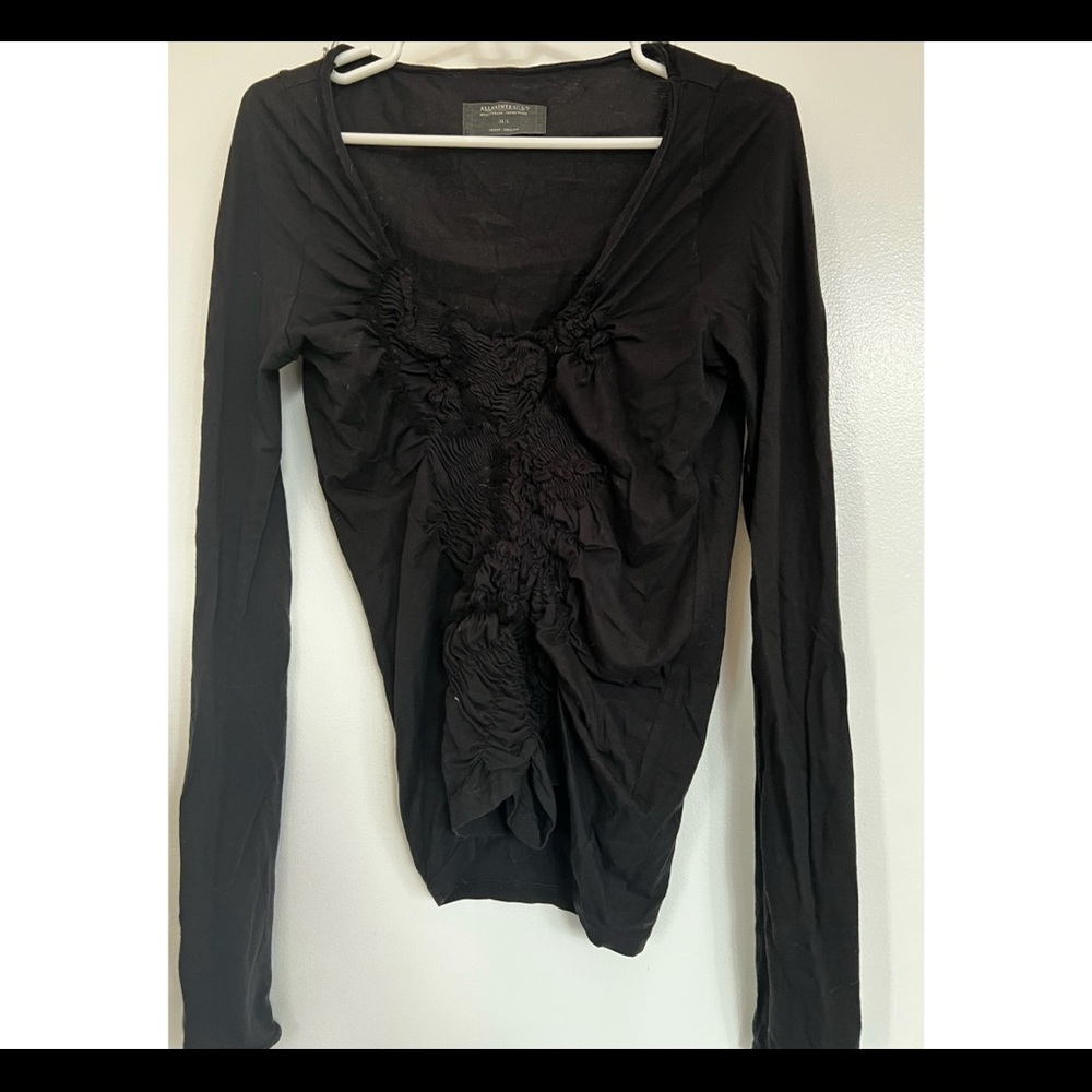 All Saints Long Sleeved Tee with Ruching Detail